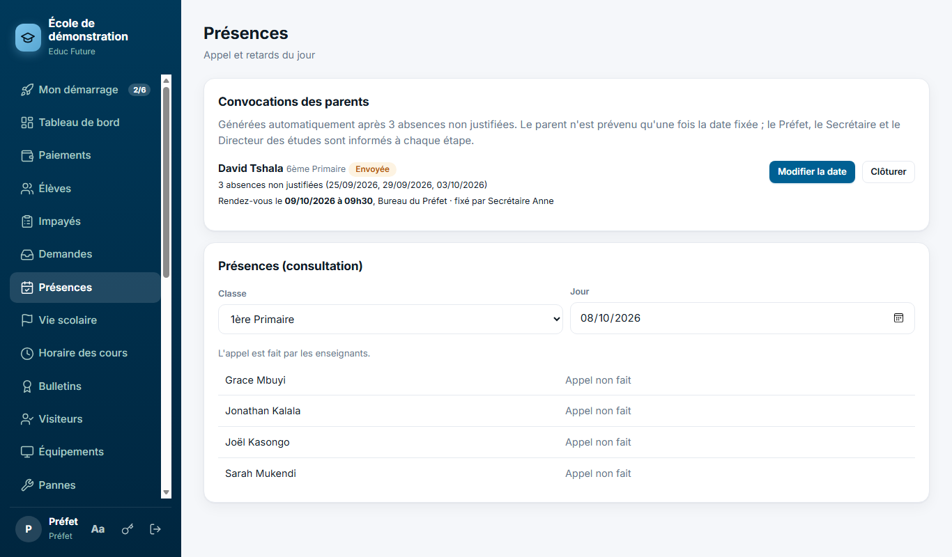 Présences et convocations